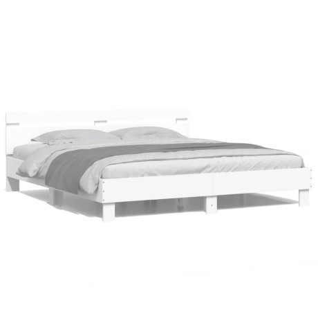 vidaXL Bedframe met hoofdeinde en LED wit 180x200 cm