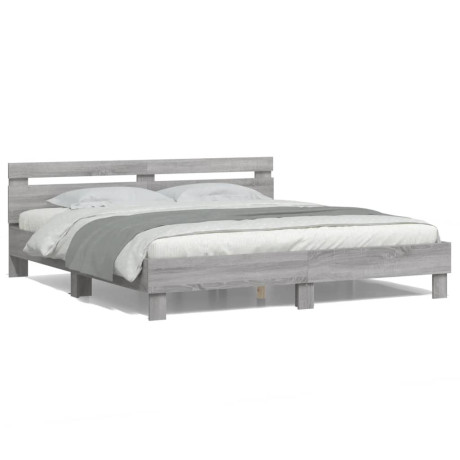 vidaXL Bedframe met hoofdeinde en LED-licht grijs sonoma 160x200 cm