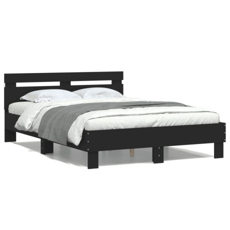 vidaXL Bedframe met hoofdeinde en LED zwart 120x200 cm