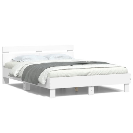 vidaXL Bedframe met hoofdeinde en LED wit 140x190 cm