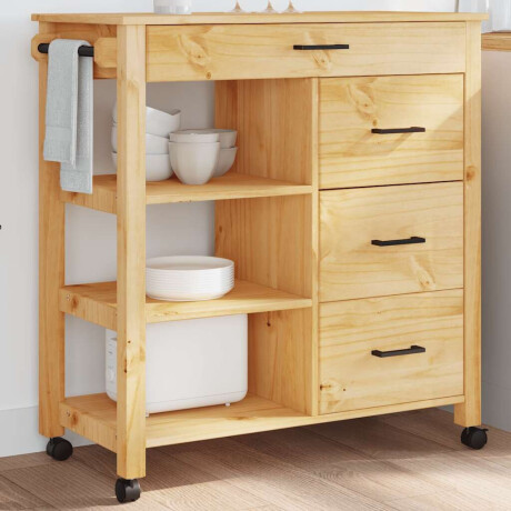 vidaXL Keukentrolley MONZA 84x40x88,5 cm massief grenenhout