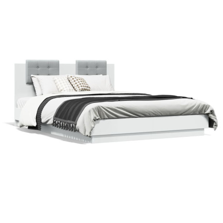 vidaXL Bedframe met hoofdeinde en LED-verlichting wit 120x200 cm