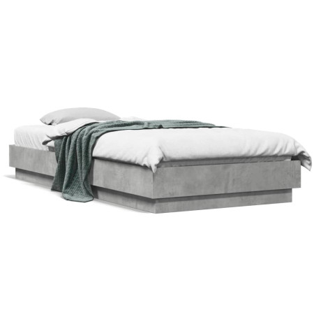 vidaXL Bedframe met LED-verlichting betongrijs 100x200 cm