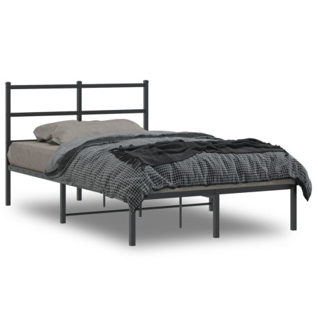 vidaXL Bedframe met hoofdbord metaal zwart 120x190 cm