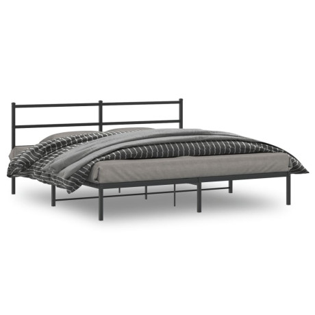 vidaXL Bedframe met hoofdbord metaal zwart 180x200 cm