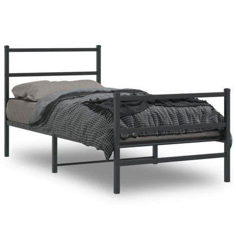 vidaXL Bedframe met hoofd- en voeteneinde metaal zwart 90x200 cm