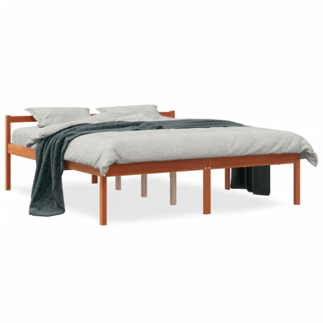 vidaXL Seniorenbed massief grenenhout wasbruin 160x200 cm