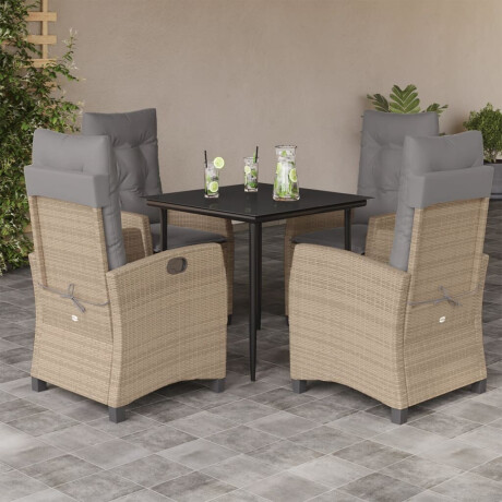 vidaXL 5-delige Tuinset met kussens poly rattan gemengd beige