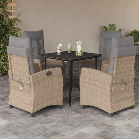 vidaXL 5-delige Tuinset met kussens poly rattan gemengd beige