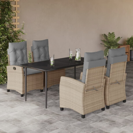 vidaXL 5-delige Tuinset met kussens poly rattan gemengd beige
