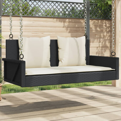 vidaXL Schommelbank met kussens zwart 119x56x48 cm poly rattan