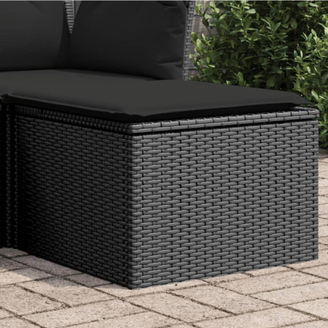 vidaXL Tuinkruk met kussen 55x55x37 cm poly rattan zwart