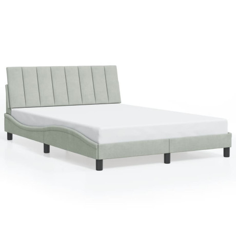 vidaXL Bedframe met hoofdeinde fluweel lichtgrijs 140x190 cm