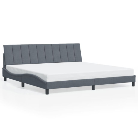 vidaXL Bedframe met hoofdeinde fluweel donkergrijs 200x200 cm