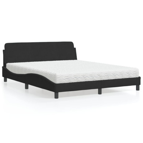 vidaXL Bed met matras fluweel zwart 160x200 cm