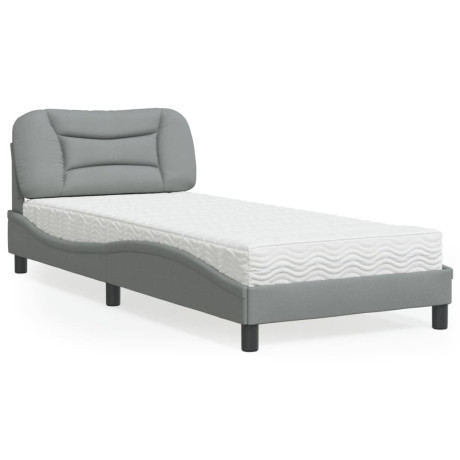 vidaXL Bed met matras stof lichtgrijs 90x200 cm