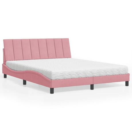vidaXL Bed met matras fluweel roze 160x200 cm