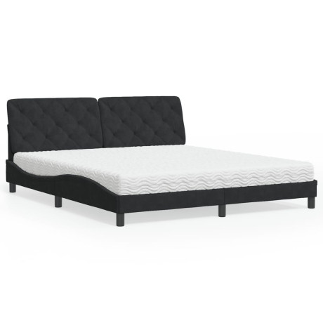 vidaXL Bed met matras fluweel zwart 180x200 cm