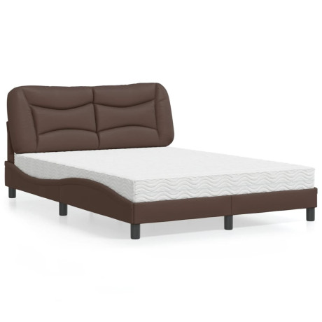 vidaXL Bed met matras kunstleer bruin 120x200 cm