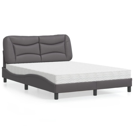 vidaXL Bed met matras "Hvar" kunstleer grijs 120x200 cm