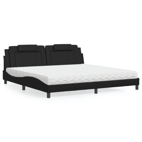 vidaXL Bed met matras kunstleer zwart 200x200 cm