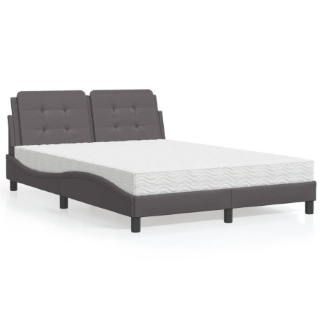 vidaXL Bed met matras kunstleer grijs 120x200 cm