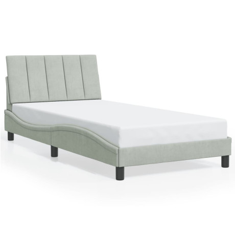 vidaXL Bedframe met LED-verlichting fluweel lichtgrijs 100x200 cm