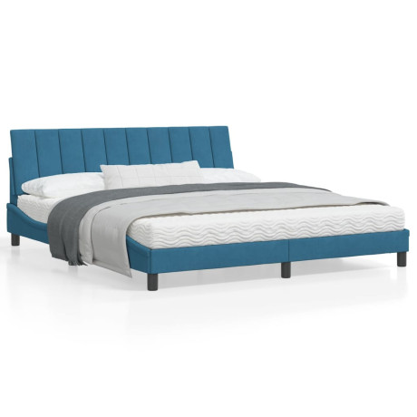 vidaXL Bedframe met LED-verlichting fluweel blauw 180x200 cm