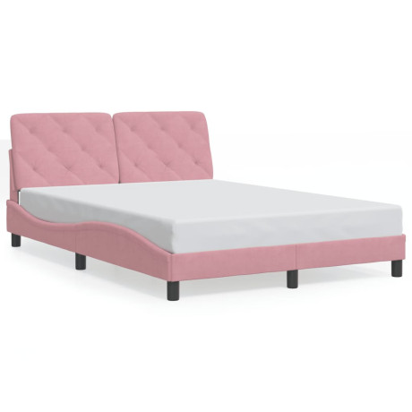 vidaXL Bedframe met LED zonder matras fluweel roze 140x190 cm