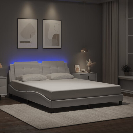 vidaXL Bedframe met LED zonder matras "Zadar" kunstleer wit 160x200 cm