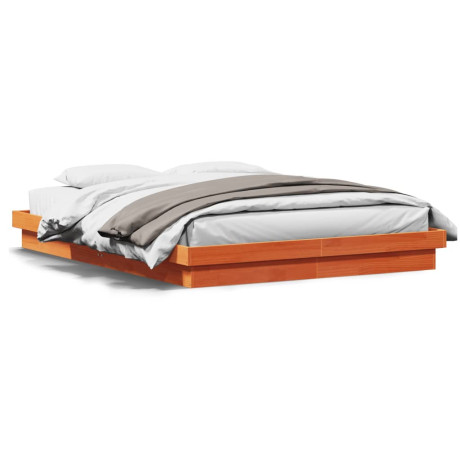 vidaXL Bedframe met LED massief grenenhout wasbruin 160x200 cm