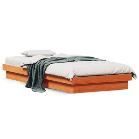 vidaXL Bedframe met LED massief grenenhout wasbruin 90x190 cm