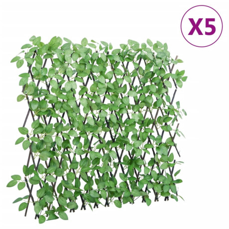 vidaXL Kunstplant klimop op latwerk 5 st uittrekbaar 180x65 cm groen
