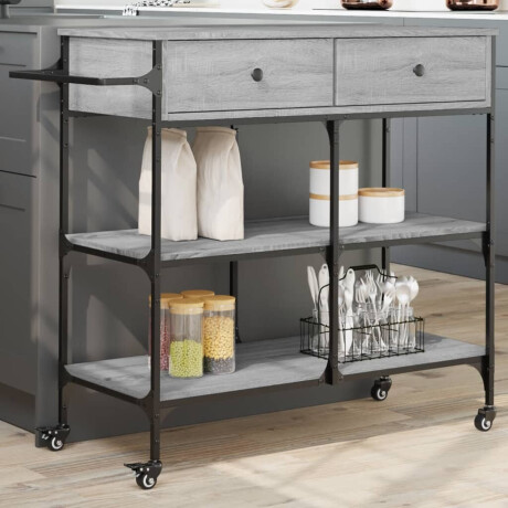 vidaXL Keukentrolley 105x42x95 cm bewerkt hout grijs sonoma eikenkleur