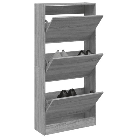 vidaXL Schoenenkast 60x21x125,5 cm bewerkt hout grijs sonoma eiken