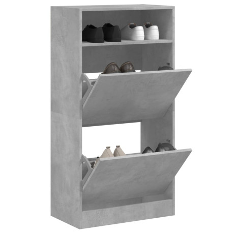 vidaXL Schoenenkast 60x34x116 cm bewerkt hout betongrijs