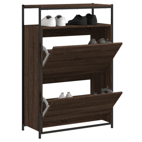 vidaXL Schoenenkast 75x34x112 cm bewerkt hout bruin eikenkleur