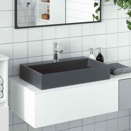 vidaXL Wastafel 60x38x11 cm mineraal gegoten/marmer gegoten antraciet