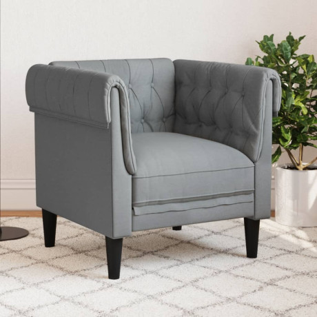 vidaXL Fauteuil Chesterfield-stijl stof lichtgrijs