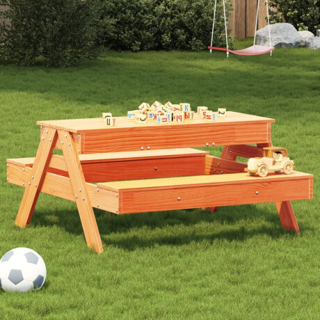 vidaXL Picknicktafel met zandbak voor kinderen grenenhout wasbruin