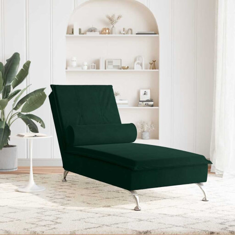 vidaXL Massage chaise longue met bolster fluweel donkergroen