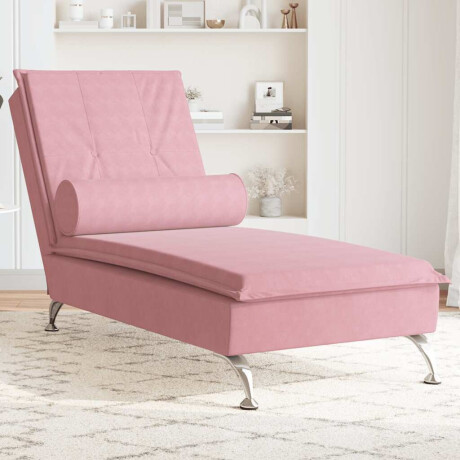 vidaXL Massage chaise longue met bolster fluweel roze