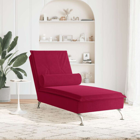 vidaXL Massage chaise longue met bolster fluweel wijnrood
