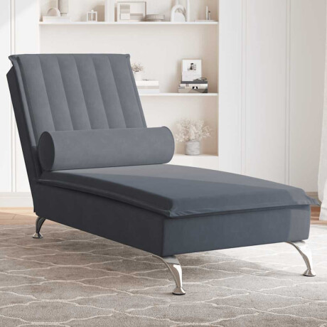 vidaXL Massage chaise longue met bolster fluweel donkergrijs