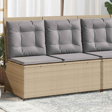 vidaXL Tuinbankje verstelbaar met kussens poly rattan beige