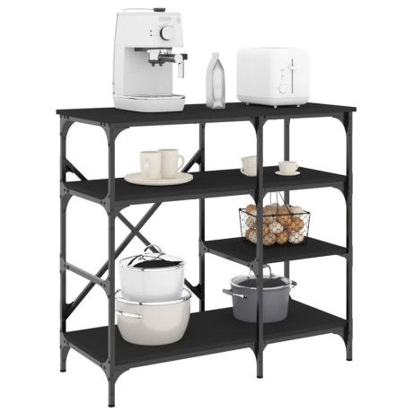 vidaXL Bakkersrek 90x40x84 cm bewerkt hout en metaal zwart