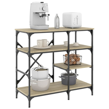 vidaXL Bakkersrek 90x40x84 cm bewerkt hout en metaal sonoma eiken