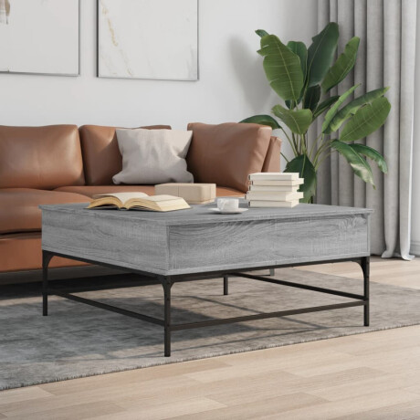 vidaXL Salontafel 95x95x45 cm bewerkt hout en metaal grijs sonoma