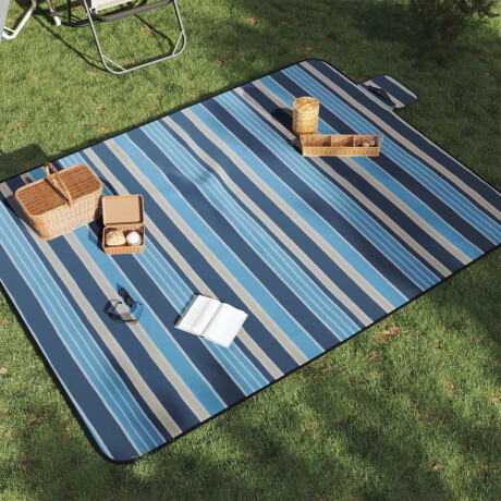 vidaXL Picknickkleed opvouwbaar gestreept 200x150 cm fluweel blauw wit