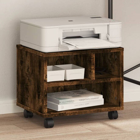 vidaXL Printerkastje met wielen 41x32x34,5 cm gerookt eikenkleurig